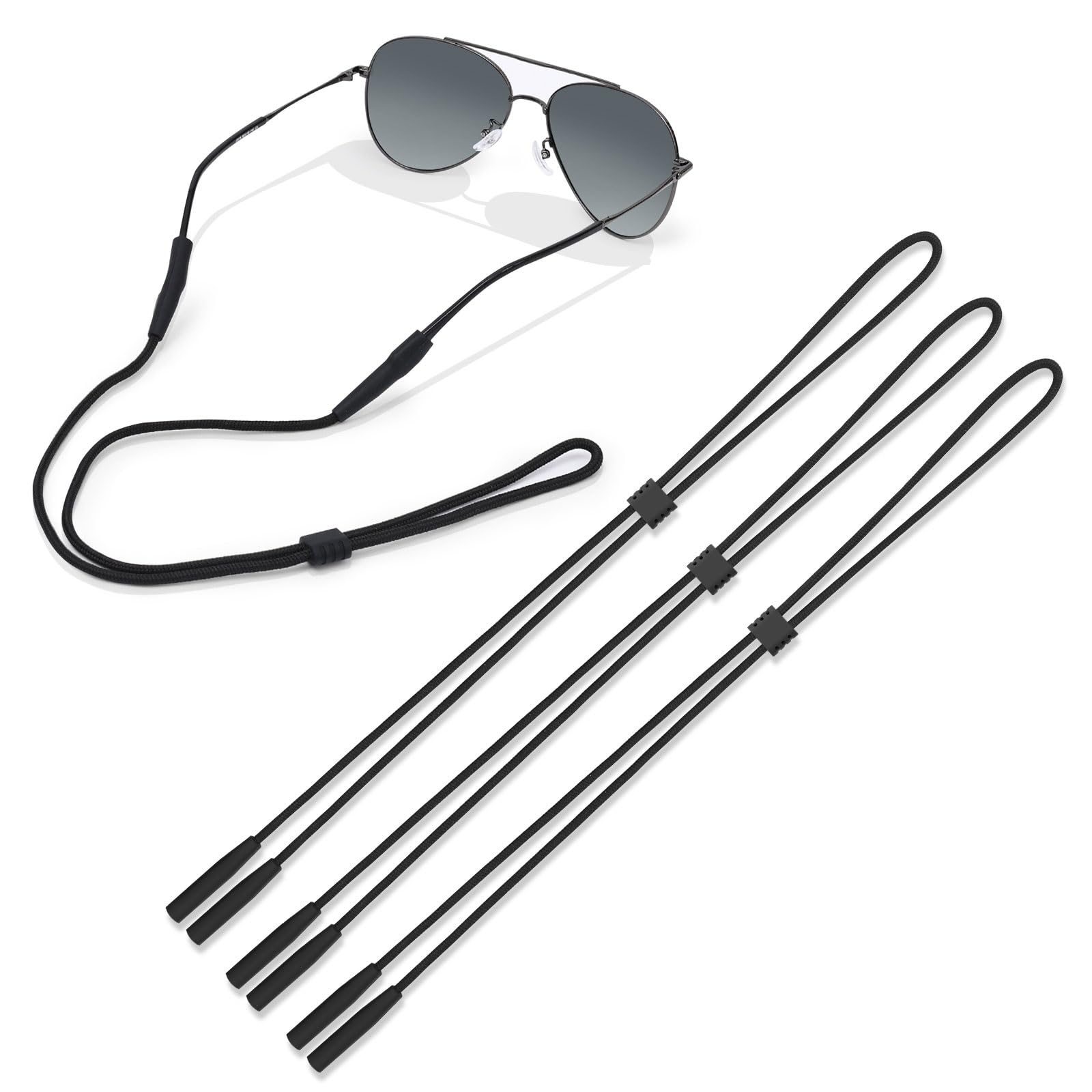 Upgraded 3PCS Sports Glasses Strap - Adjustable Eyewear Holder for Men Women Kids - Neck Lanyard for Running Hiking
