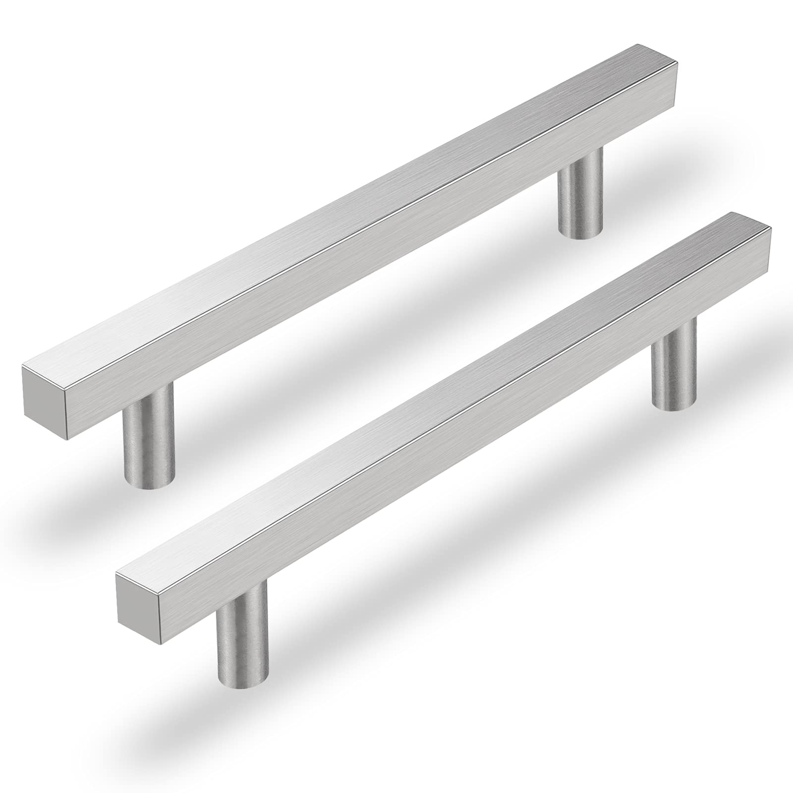 25 Pack Brushed Nickel Cabinet Handles 4 Inch - Modern Square Drawer Pulls for Kitchen Cabinets, Bathroom Vanity & Dresser - Durable Stainless Steel Hardware for Home Upgrade & DIY Projects