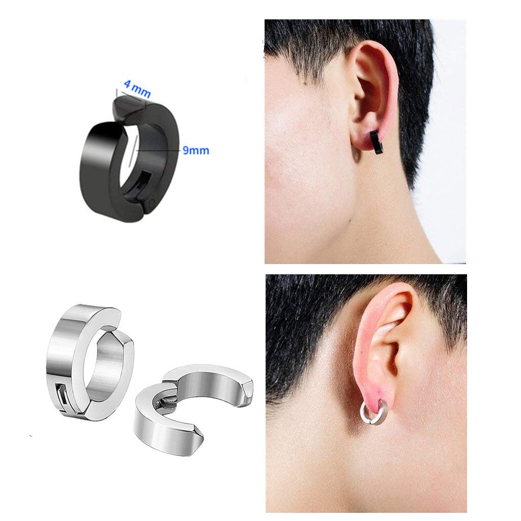 4 Pairs Clip On Hoop Earrings for Men & Women - Stainless Steel No Piercing Dangle Ear Cuffs - Perfect for Christmas, Easter & Holiday Gifts - Great for Parties, Weddings & Everyday Wear