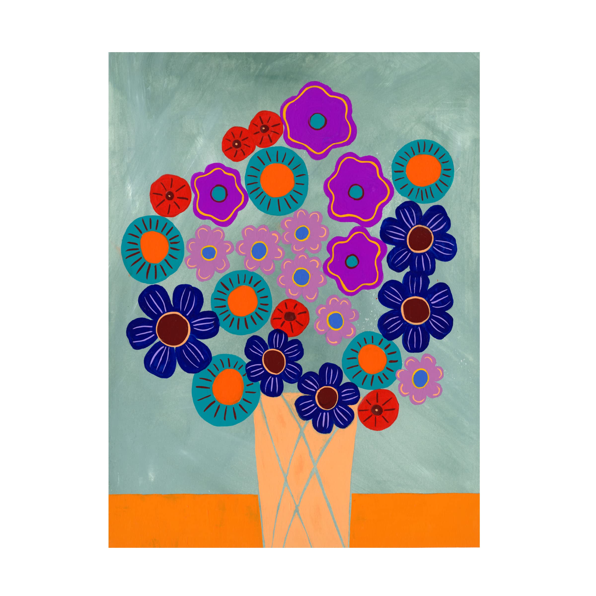 Regina Moore 'Summer Arrangement II' Floral Canvas Wall Art - Handmade Oil Painting Reproduction for Living Room, Bedroom & Office Decor