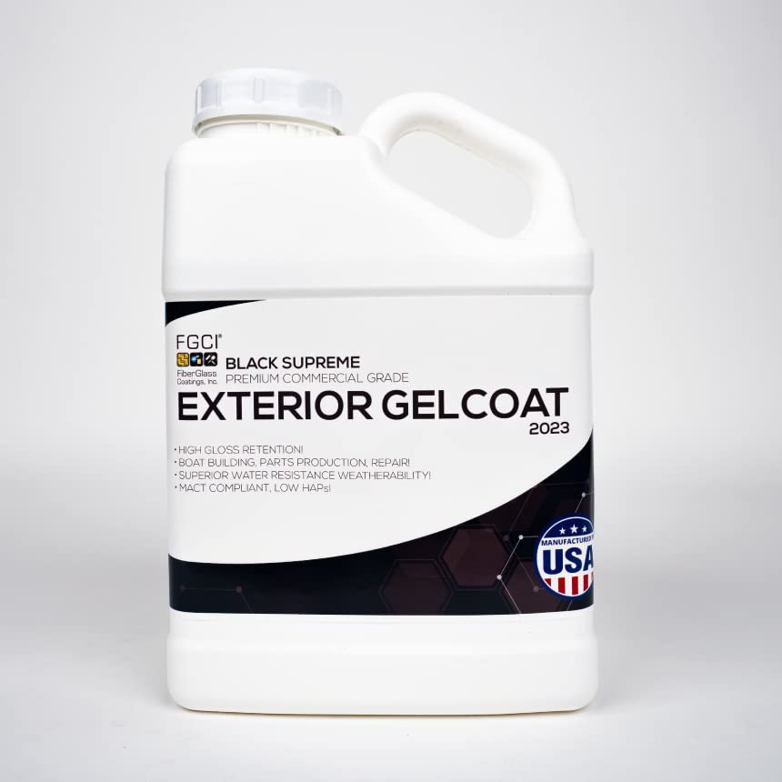 1 Gallon Marine Grade Gel Coat - Professional Boat Building, RV Restoration, Carbon Fiber & Fiberglass Repair Kit (Black Supreme) for Watercraft, Campers & Automotive Projects