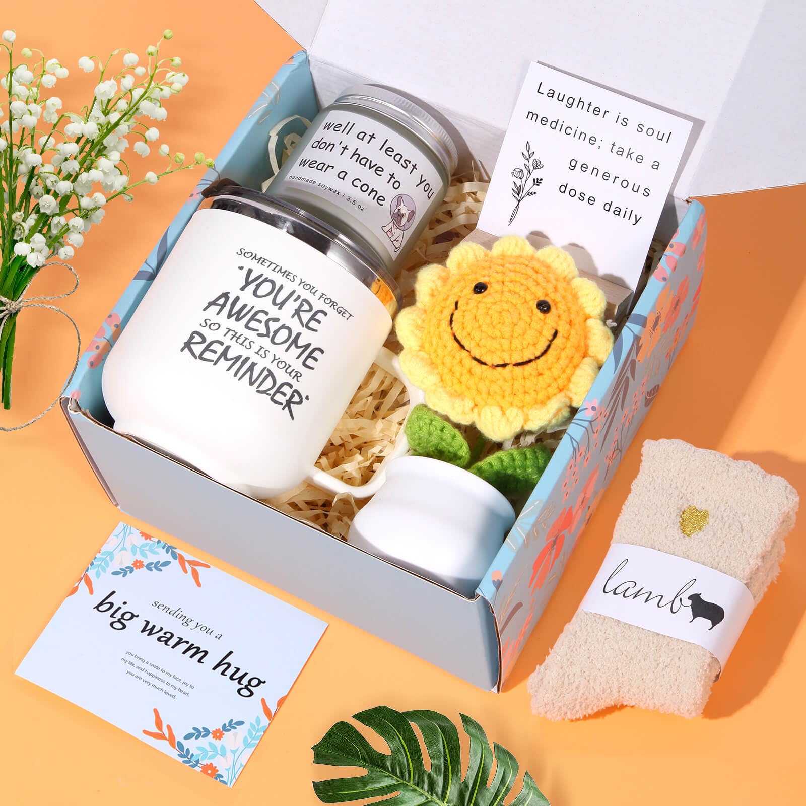 7-Piece Get Well Soon Gift Basket for Women - Thoughtful Recovery Care Package for Surgery, Illness, or Hospital Stay - Perfect for Mom, Teen Girl, Friend, or Loved One - Encouragement Gift Set with Funny & Uplifting Items - Ideal for Cheering Up Sick Friends, Post-Surgery Support, or Hospital Care
