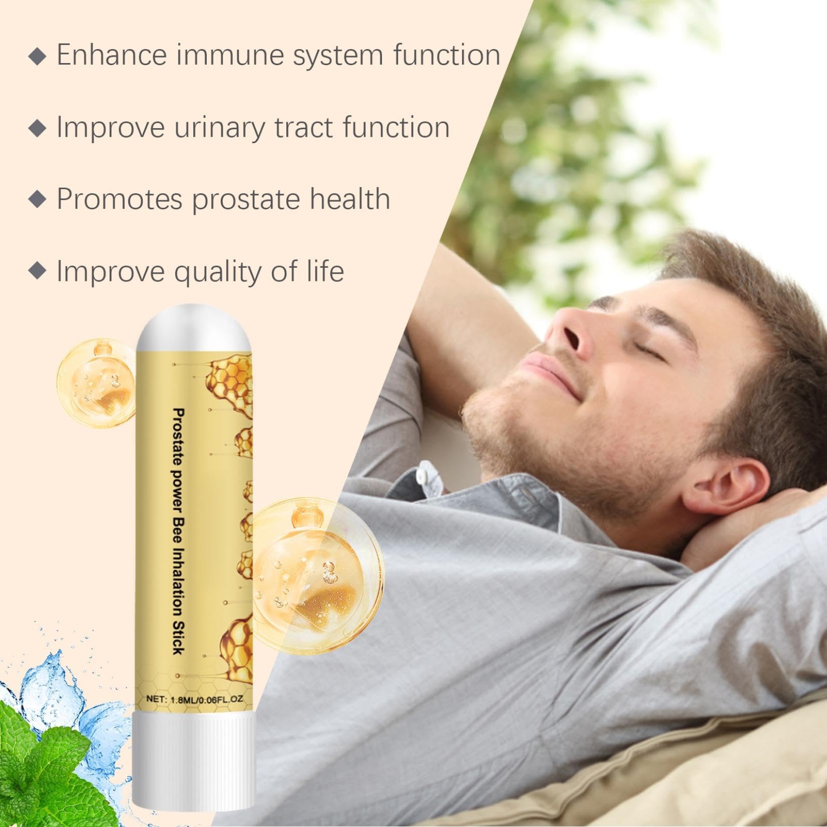 Natural Nasal Inhaler Stick for Prostate Health - Herbal Aromatherapy Relief for Men (4 Pack) - Perfect for Travel, Work & Daily Wellness Support