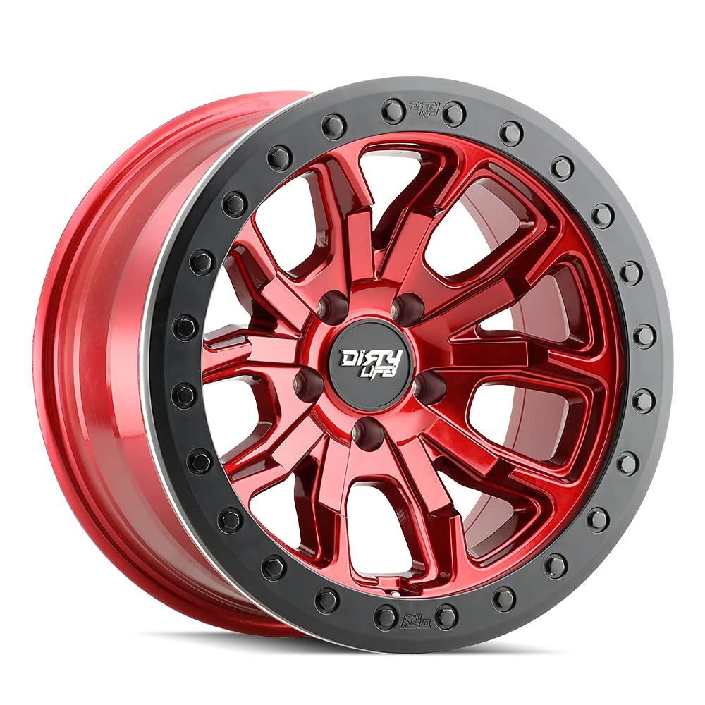 Dirty Life DT-1 Crimson Candy Red Alloy Steel Wheel 17x9 Inches 8x130mm -12mm Offset - High Performance Off-Road Wheels for Trucks & SUVs - Perfect for Trail Riding & Off-Road Adventures