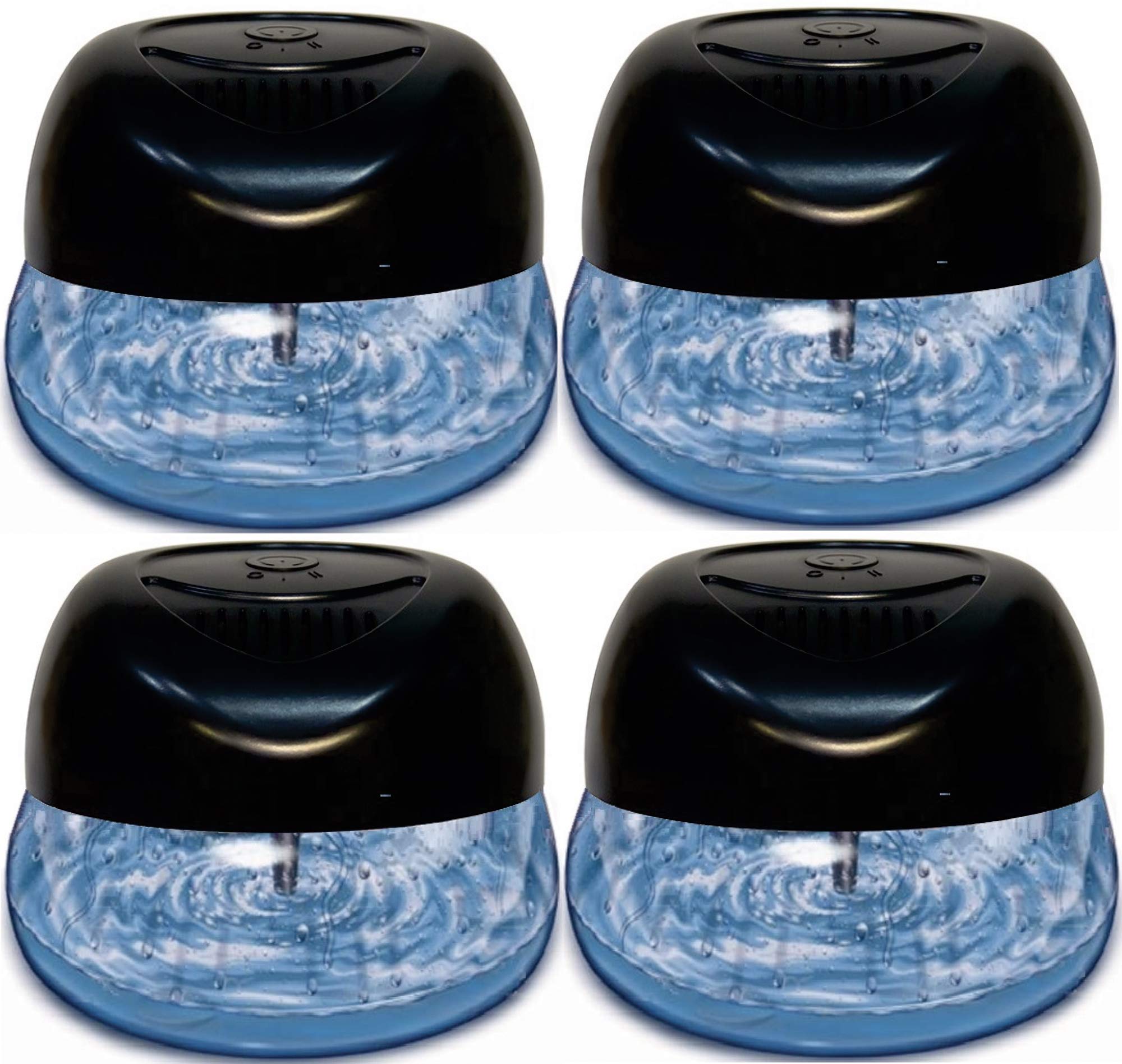Bluonics 4-Pack Water Based Air Revitalizer with 7-Color LED Lights & White Noise - Essential Oil Diffuser for Home, Office, Bedroom, Yoga Studio - Black