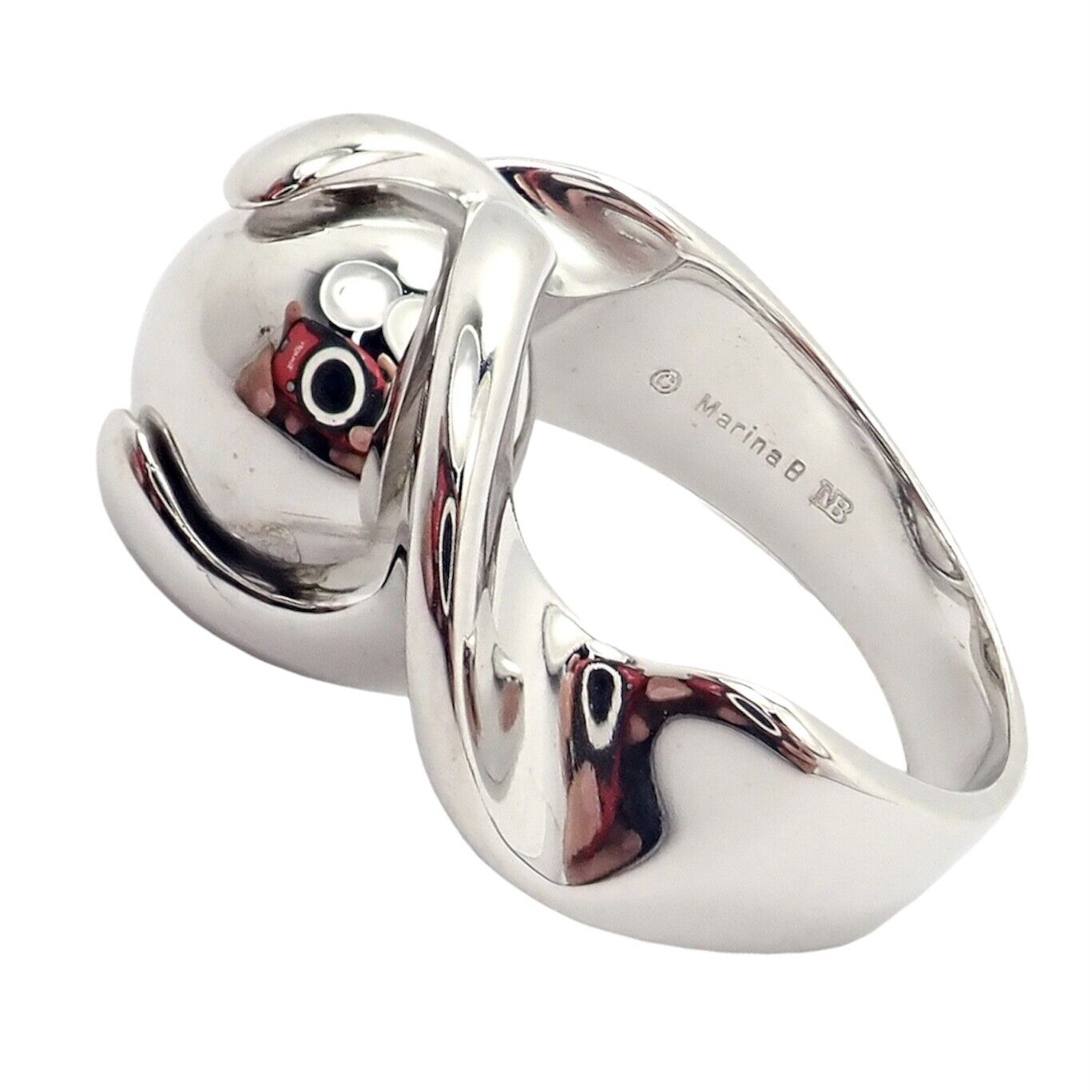 Authentic Marina B 18k White Gold Rolling Ball Globe Ring Size 7 - Perfect for Anniversary Gifts, Luxury Jewelry Collection & Special Occasions