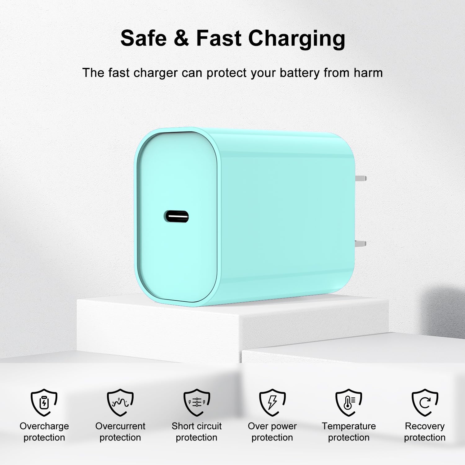 Fast Charging USB C to Lightning Cable (6FT+10FT) - 20W USB C Charger Block & Long iPhone Charger for iPhone 14/13/12 Pro Max - Perfect for Home, Office & Travel (White+Green)