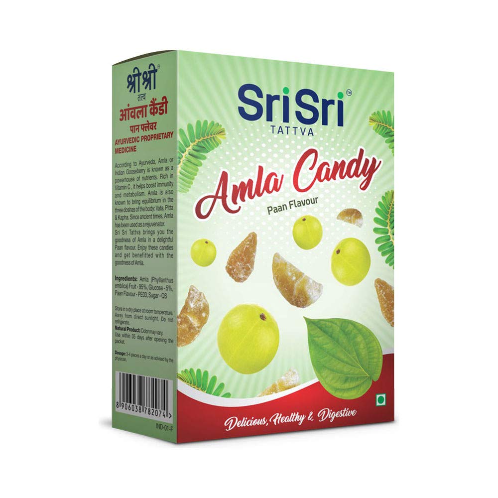 Sri Sri Tattva Amla Candy Paan - 400g Natural Indian Herbal Digestive Candy | Perfect for After Meals, Travel Snacks & Ayurvedic Wellness