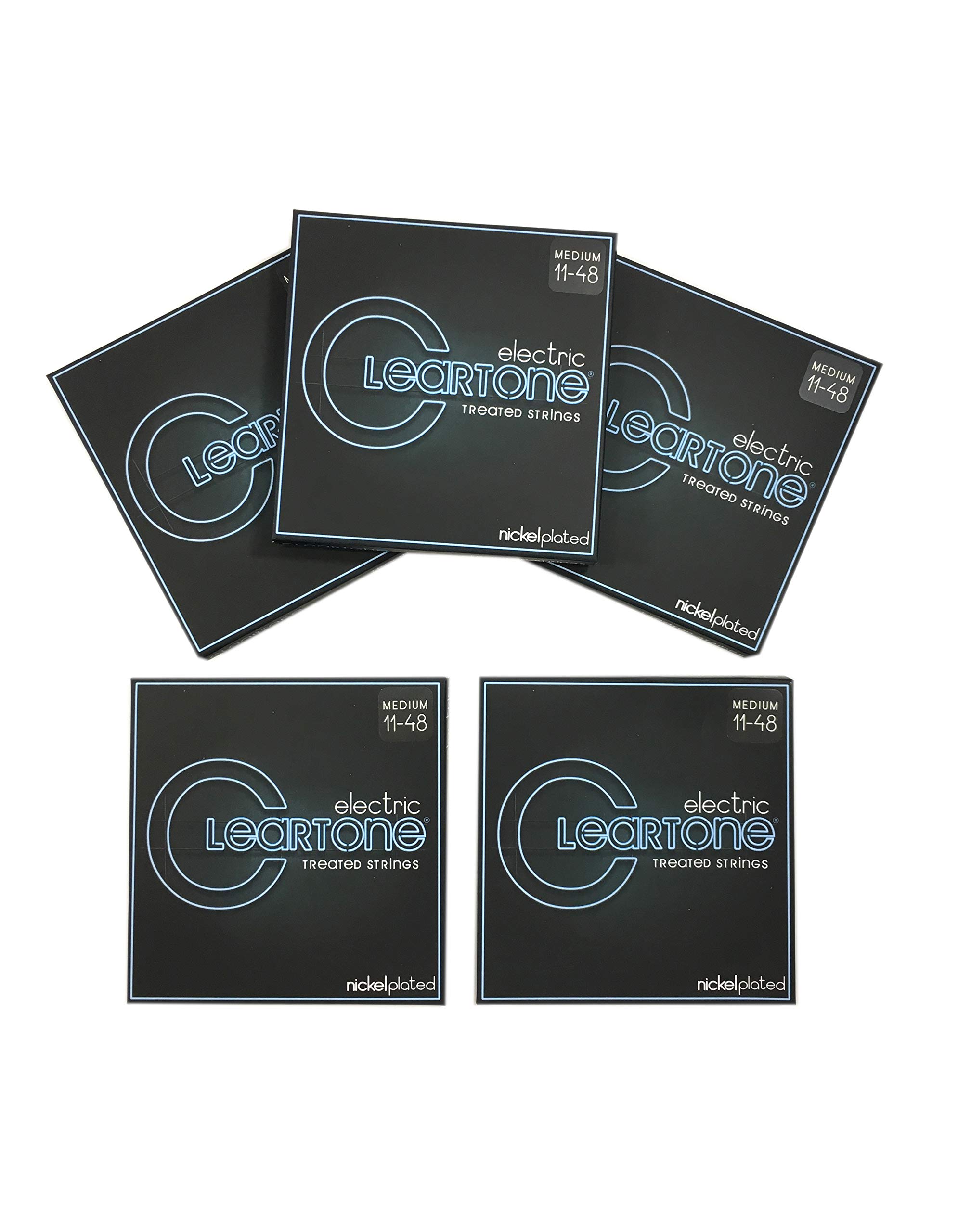 Cleartone Electric Guitar Strings Nickel Plated Medium 11-48 Gauge - 5 Pack with Extended Life | Perfect for Rock, Blues & Studio Recording
