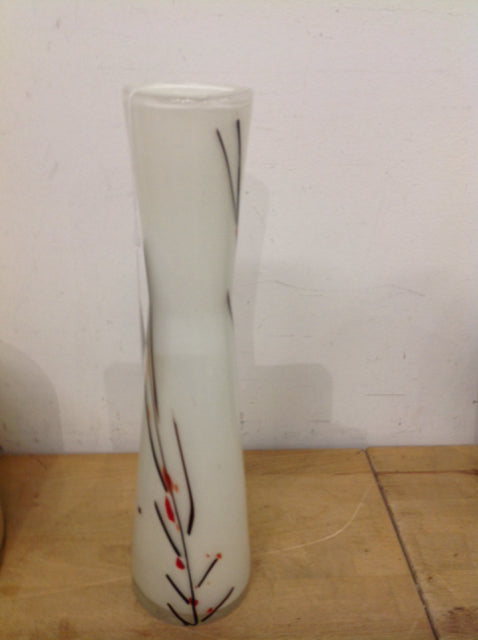 15 Inch White Art Glass Vase - Elegant Home Decor for Living Room, Dining Table & Wedding Centerpieces