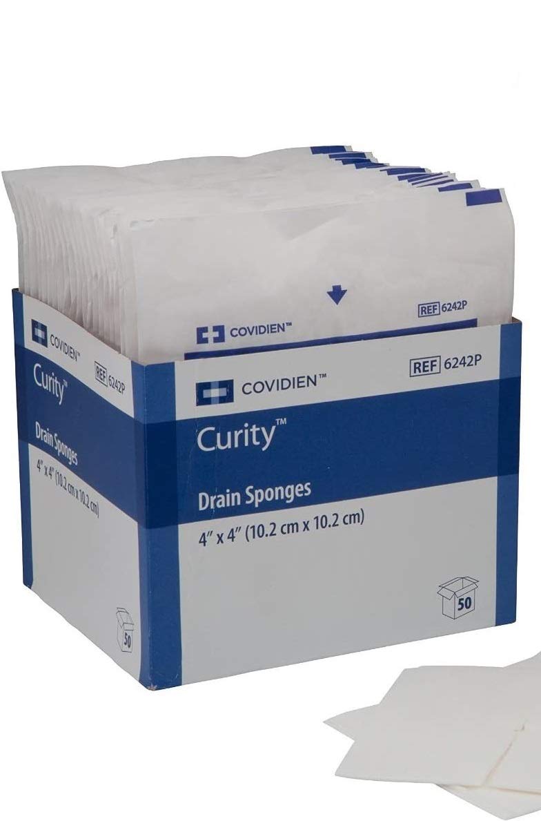 Covidien 6242P Dermacea Sterile Drain Sponge, 4