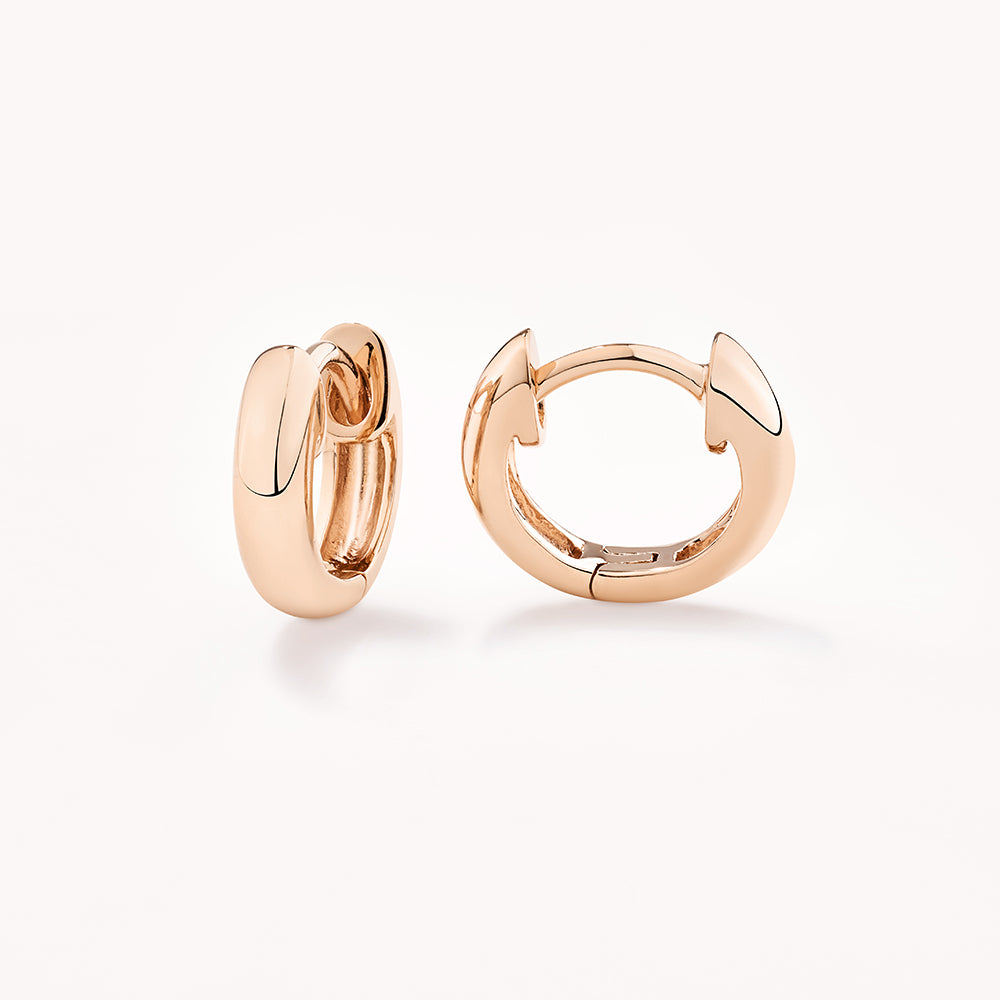 Rose Gold Midi Huggie Earrings for Women - Minimalist Hoop Earrings for Everyday Wear, Date Night & Gifting