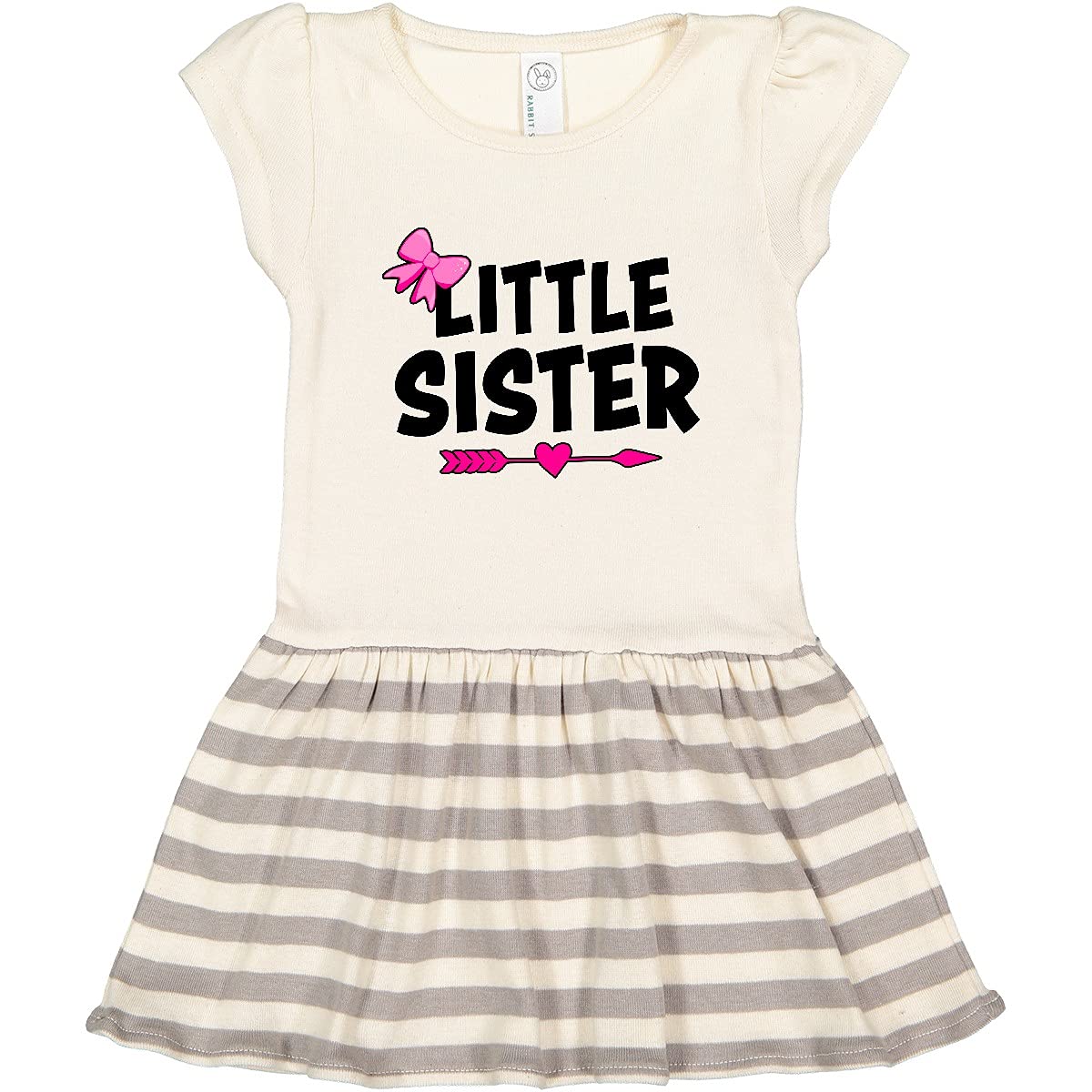 Inktastic Little Sister with Bow and Arrow Toddler Dress - Cute & Comfortable Cotton Dress for Baby Girls - Perfect for Birthday Parties, Family Photos & Everyday Playtime