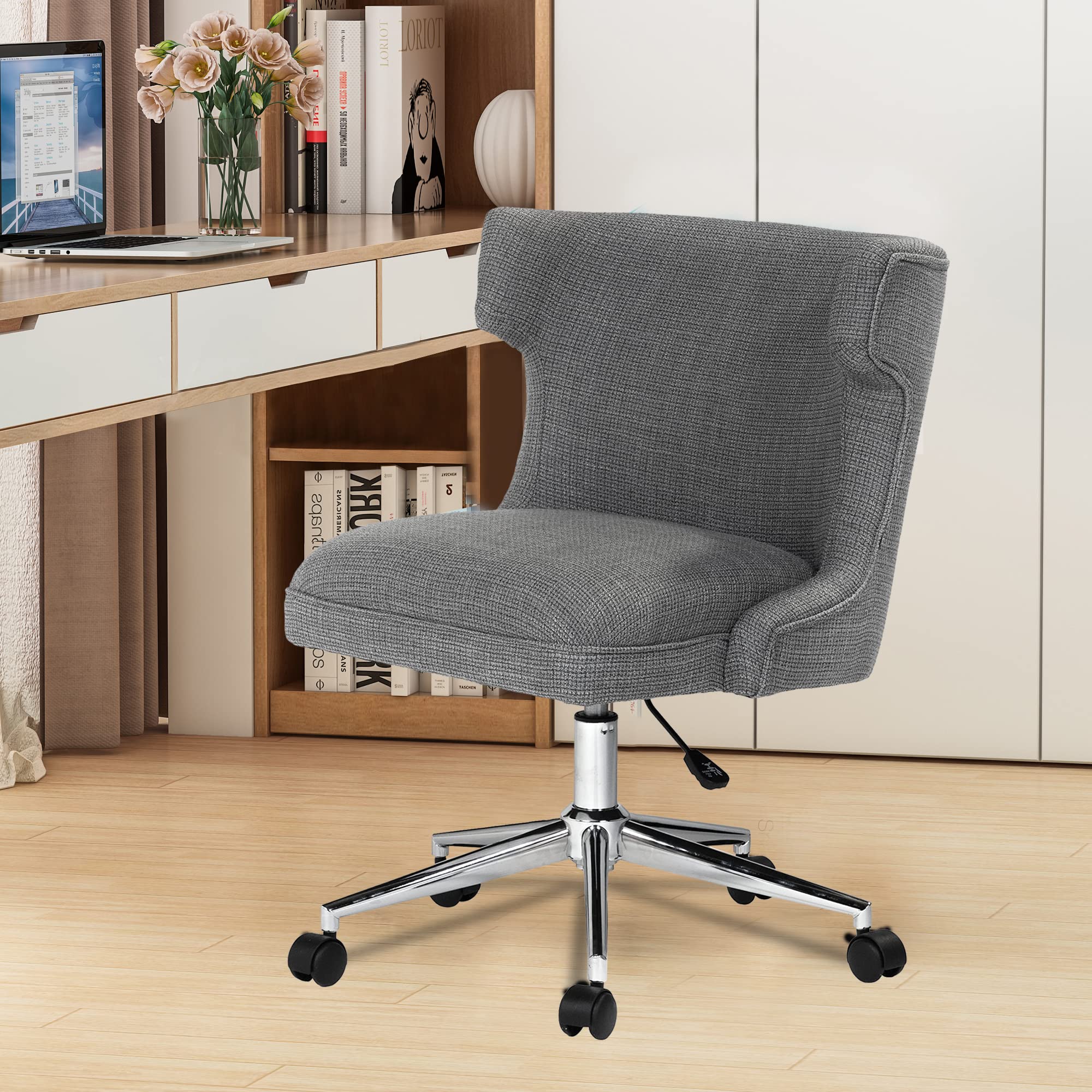 PayLessHere Ergonomic Office Chair - Mid Back Task Chair with Adjustable Height, Swivel & Rolling Wheels - Modern Computer Desk Chair for Home & Office - Dark Grey - Perfect for Workstations, Gaming & Study Spaces
