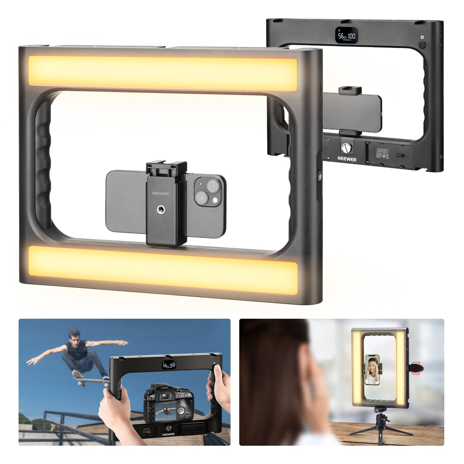 NEEWER A111 II Smartphone Video Rig with LED Light Kit - Professional Vlogging, YouTube & TikTok Content Creation for Beginners & Filmmakers