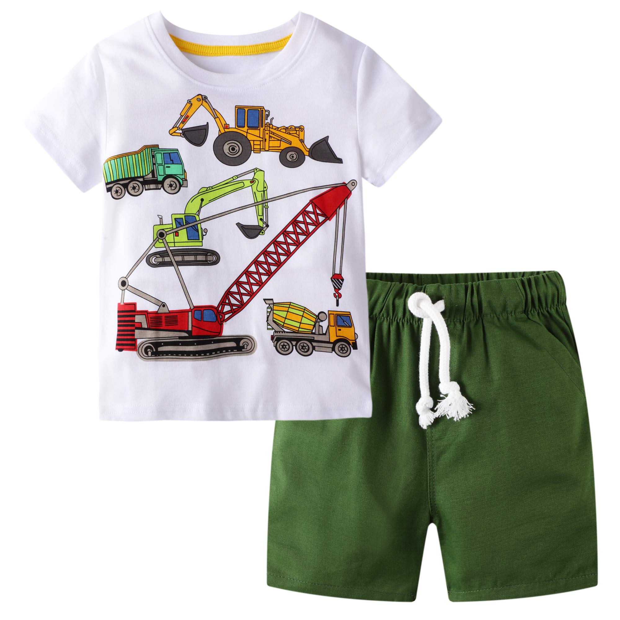 **Boys' Summer Cotton T-Shirt & Shorts Outfits for Toddlers (Size 2-7) - Cool & Comfortable Playwear for Beach, Park, and Daily Activities**