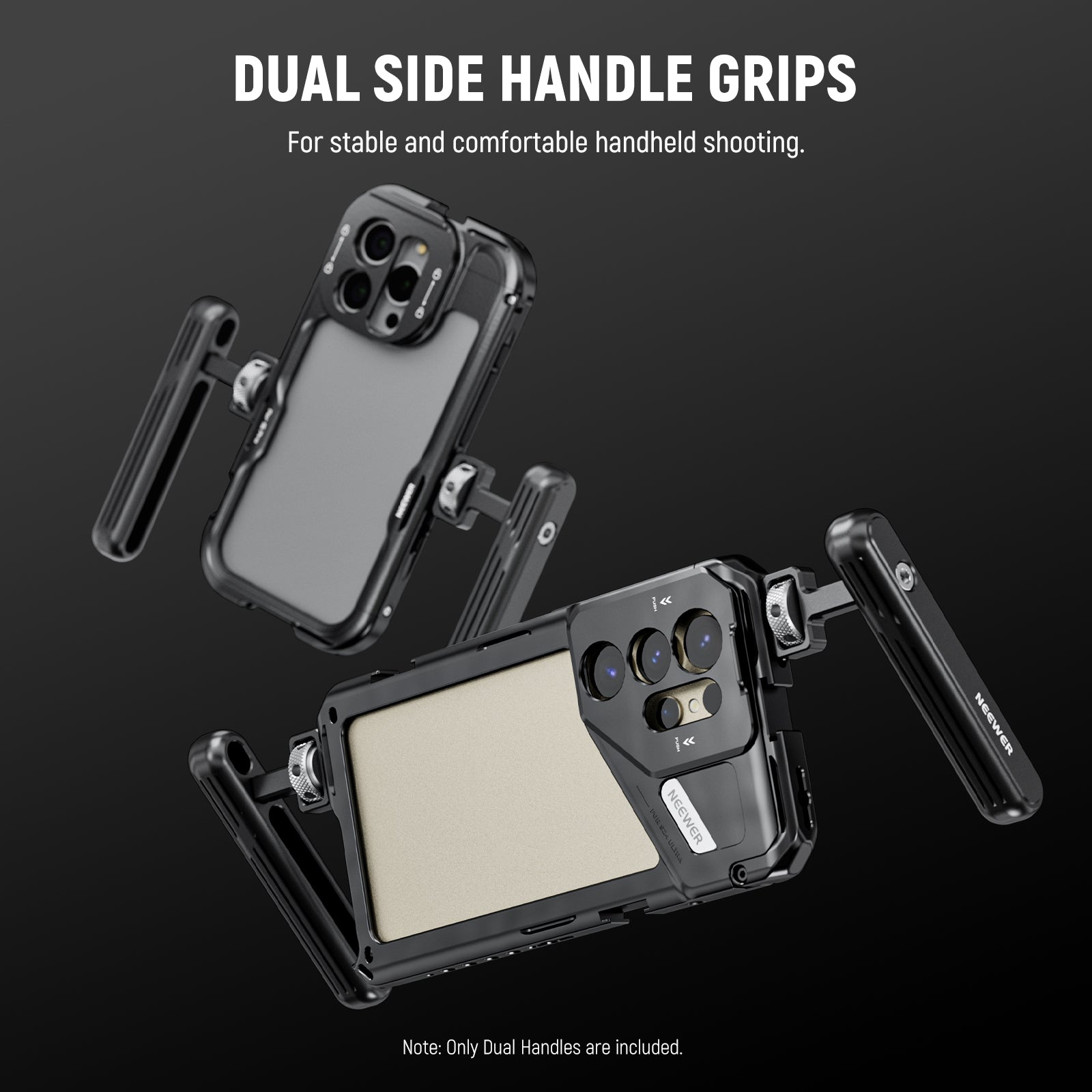 NEEWER PA027 2 Pack Rotatable Smartphone Side Handle Grip for iPhone 15/14/13/12 Pro Max, Samsung Galaxy - Perfect for Vlogging, Live Streaming & Content Creation
