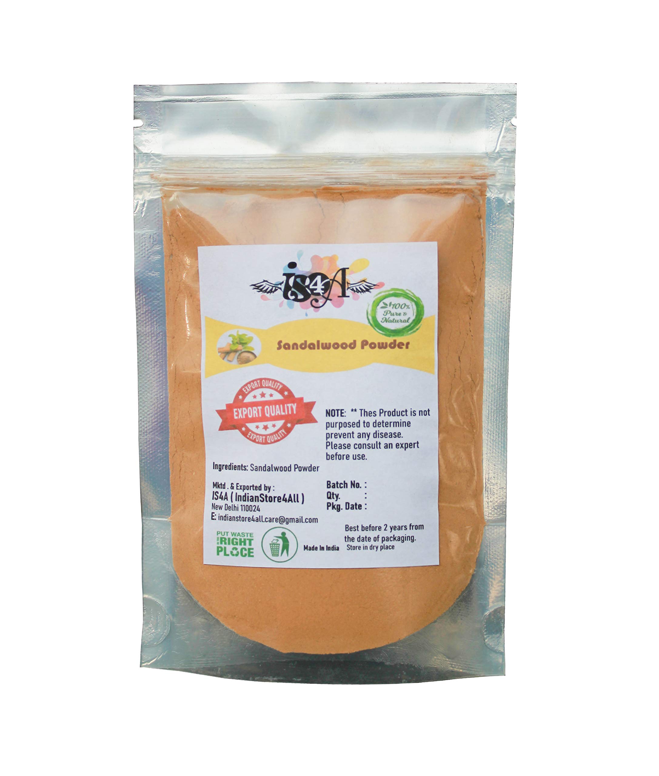 IS4A 100% Natural Pure Sandalwood (Chandan) Powder - White, 35g | Premium Ayurvedic Skincare & Aromatherapy | Face Mask, Body Scrub & Spiritual Rituals