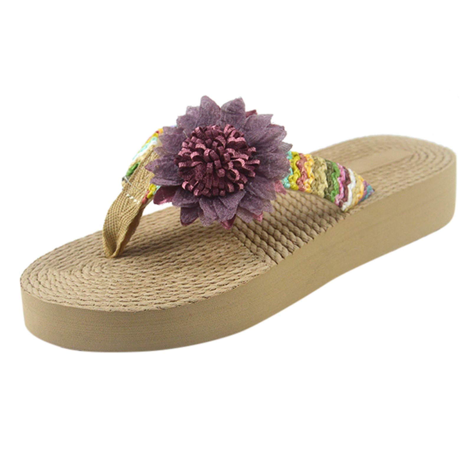 Women's Purple Wedge Sandals - Comfortable Platform Gladiator & Closed Toe Summer Shoes | Casual Walking, Beach Outings, and Vacation Wear