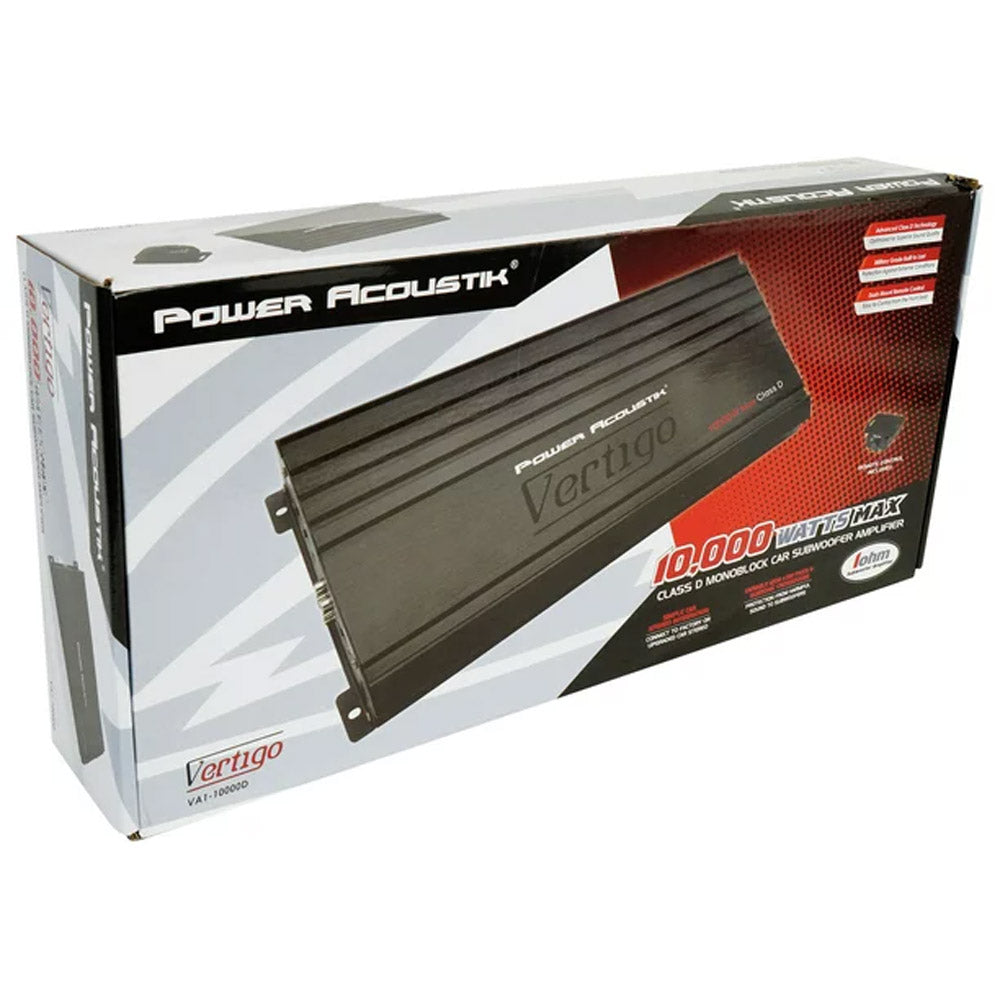 Power Acoustik VA1 10000D 10000W Mono Block Class D Car Amplifier with Bass Remote Control - High Power Audio for Subwoofers & Car Stereo Systems