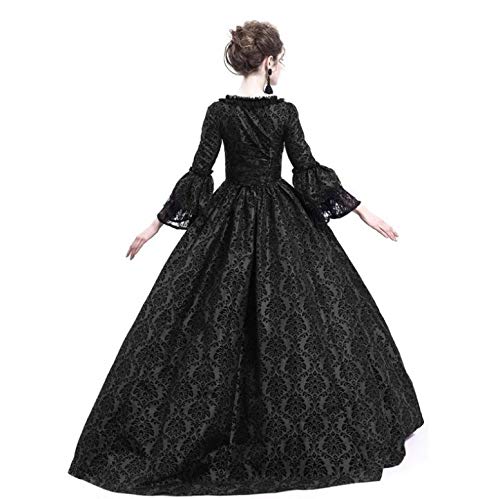 Victorian Gothic Lace Ball Gown - Medieval Queen Dress with Bell Sleeves for Renaissance Masquerade, Vampire Costume | Perfect for Halloween, Cosplay, Themed Parties & Historical Reenactments