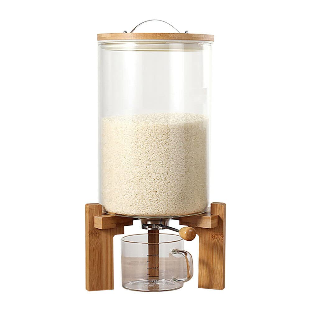 7.5L Multigrain Storage Container with Measuring Cup - Airtight Food Storage Bin for Rice, Cereal, Beans & Pet Food - Kitchen Pantry Organizer with Base & Dispenser Valve - Perfect for Bulk Food Storage & Meal Prep