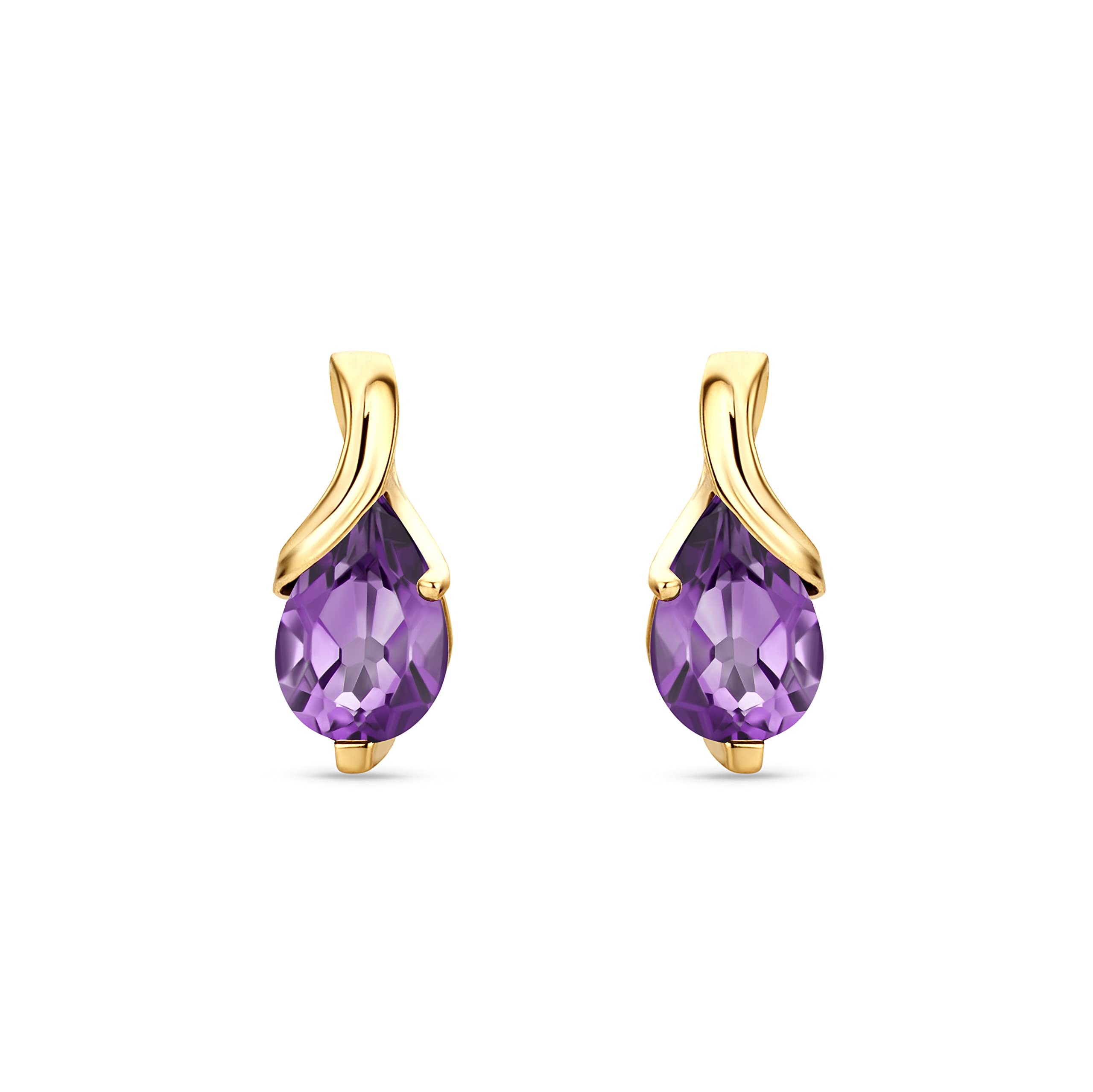 14K White Gold & Yellow Gold Drop Dangle Earrings for Women - Emerald/Amethyst/Sapphire/Topaz/Ruby Gemstone Jewelry Set - Elegant Wedding, Party & Evening Wear Accessories