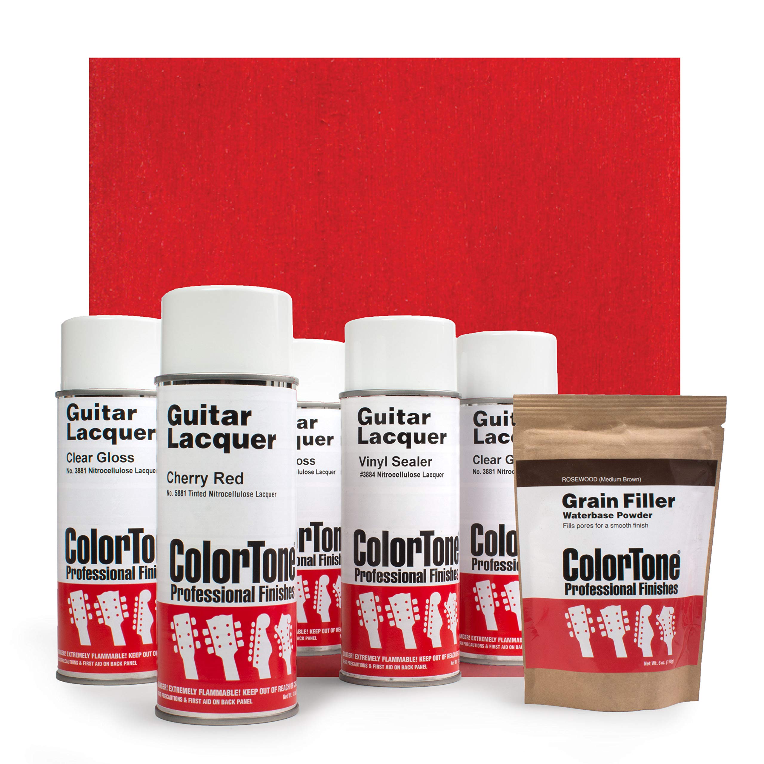 ColorTone Aerosol Finishing Set with Tinted Lacquer - Cherry Red Wood Stain for Furniture, Cabinets & DIY Projects | Fast-Drying Spray Paint for Home Improvement & Crafting