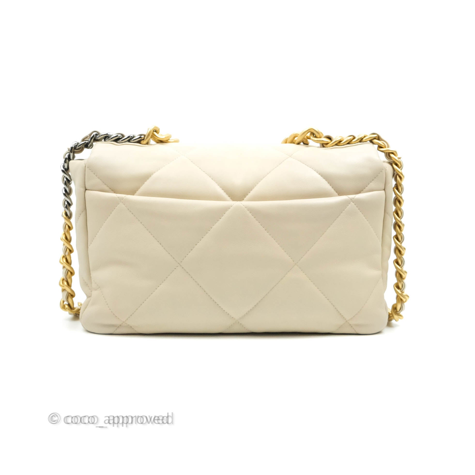 Chanel 19 Medium Flap Bag in Beige Cream Goatskin Leather with Mixed Hardware - Luxury Designer Handbag for Women, Perfect for Work, Travel and Special Occasions