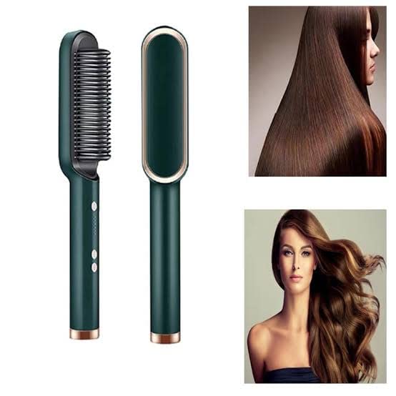SHREEGUN VILLA Electric Hair Straightener Comb Brush for Men & Women - PTC Technology with 5 Temperature Settings for Hair Straightening & Smoothing | Perfect for Home Use, Travel & Salon Styling