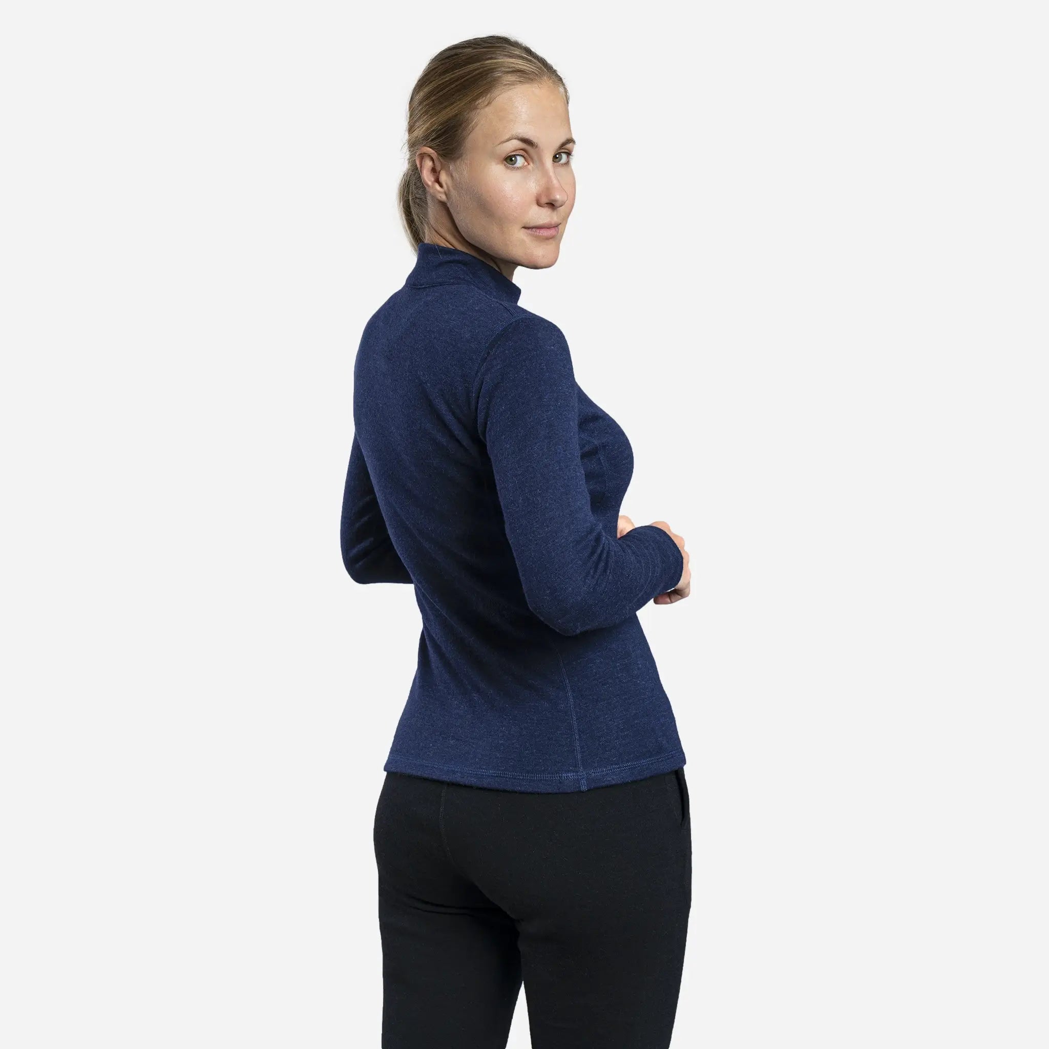 Women's 300 Lightweight Alpaca Wool Base Layer - Half Zip Thermal Top for Hiking, Skiing & Winter Outdoor Activities