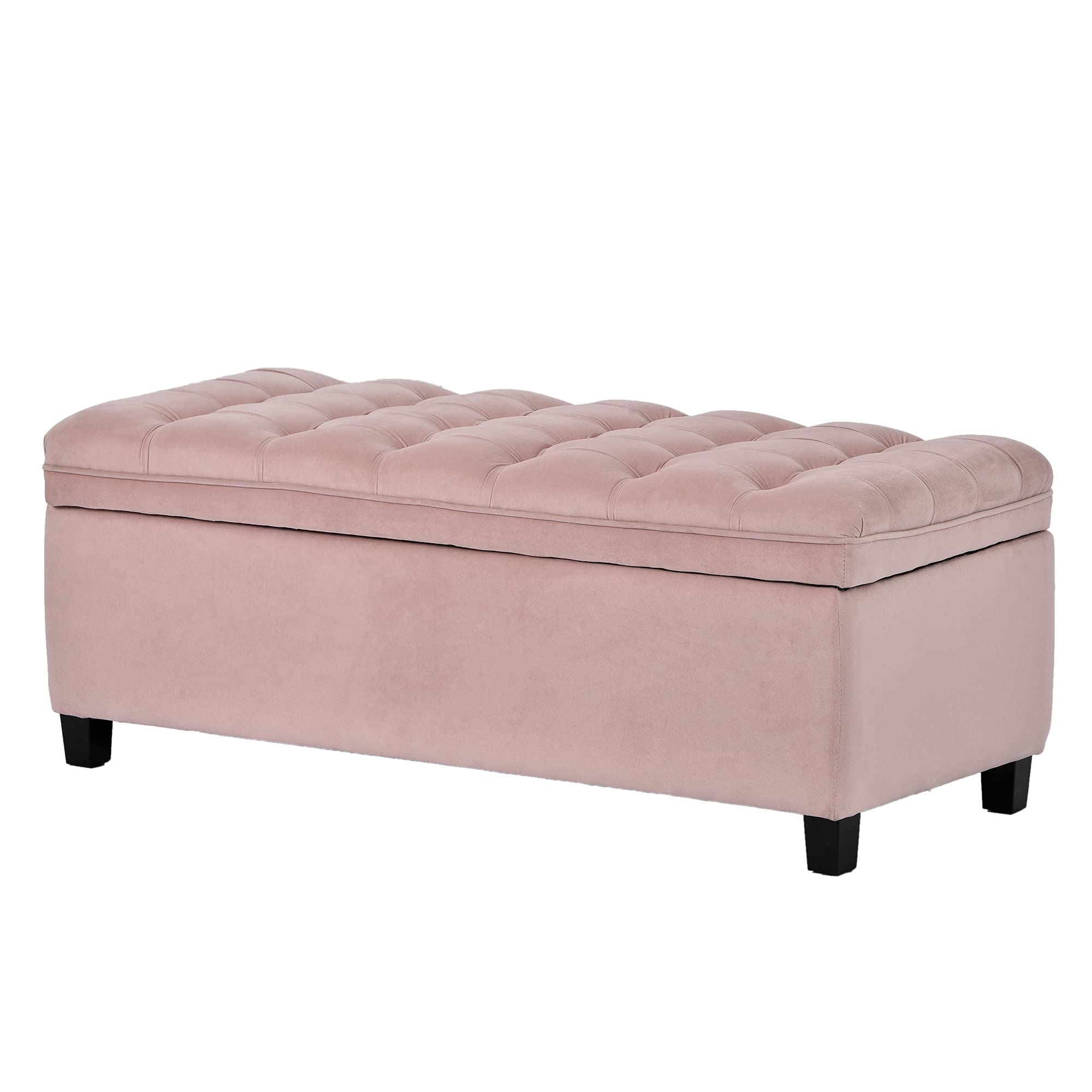 Flip Top Storage Ottoman Bench with Padded Seat - Multi-Purpose Storage Chest for Bedroom & Living Room - Pink - Perfect for Extra Seating, Blanket Storage, and Home Organization