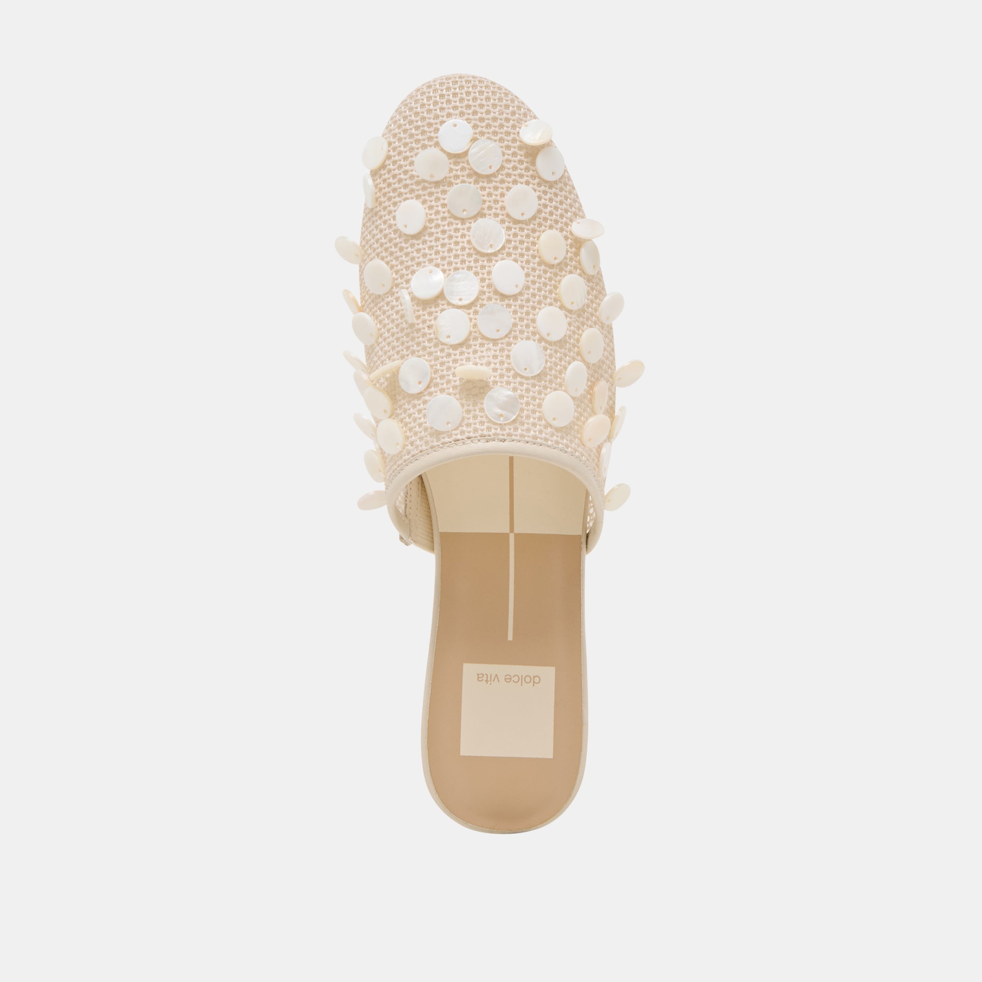 ROVA BEAD FLATS IVORY DISC MESH Women's Fashion Sandals - Comfortable & Stylish for Summer, Beach, and Casual Outings