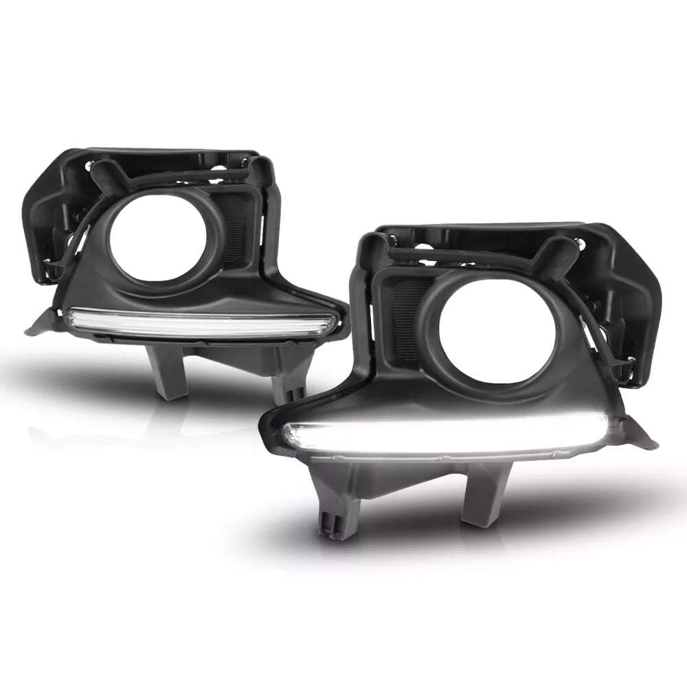 iJDMTOY Xenon White LED DRL Fog Light Kit for 2014-2016 Toyota Highlander - OEM Style Direct Replacement Daytime Running Lights with Fog Light Bezels | Perfect for Night Driving & Off-Road Adventures
