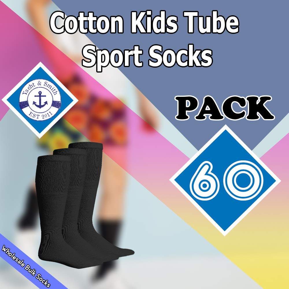 Yacht & Smith 14 Inch Wholesale Kids Tube Socks - Bulk Cotton Sport Socks for Boys & Girls (Size 4-6) - Perfect for School, Sports & Daily Wear