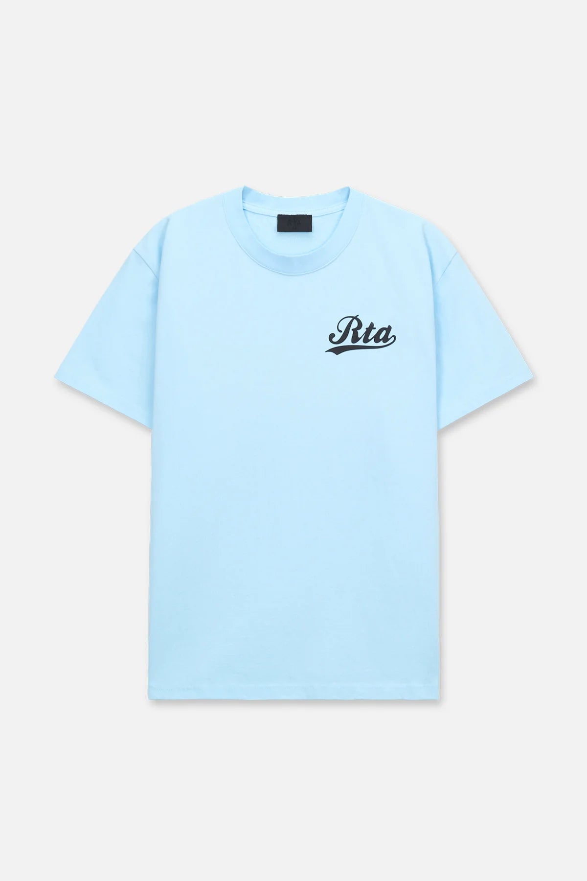 RTA Liam Light Blue Collegiate Script Tee - Vintage-Inspired College T-Shirt for Men | Perfect for Game Day, Campus Wear & Casual Outfits