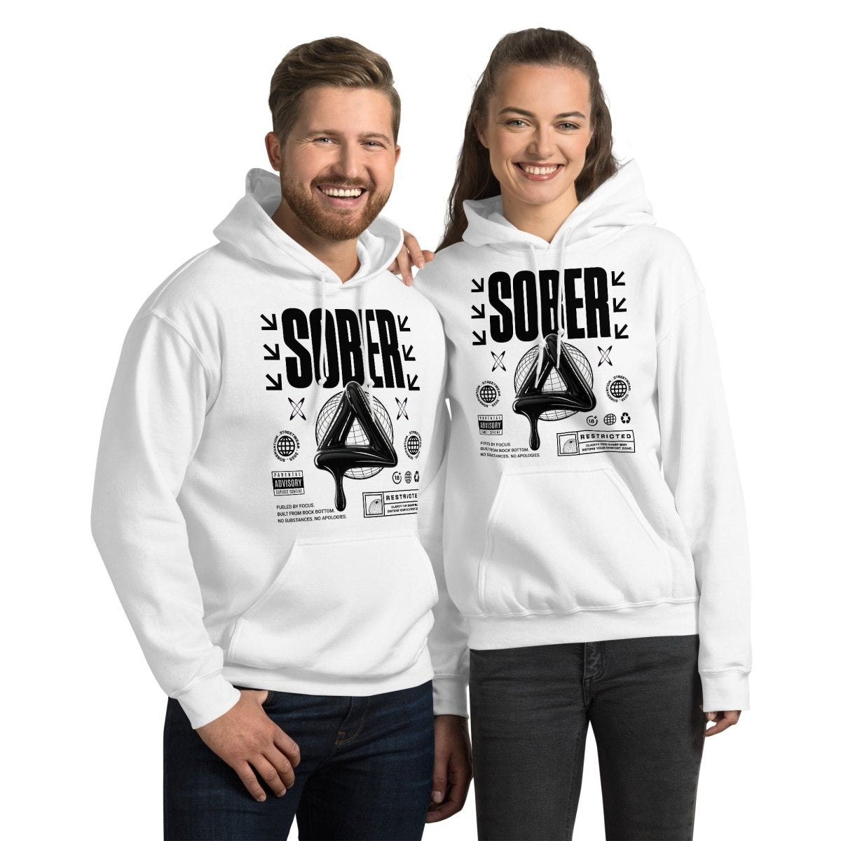 Sober Black Label Graphic Hoodie - Stylish Recovery Apparel for Men & Women | Perfect for Sober Living, Support Groups & Addiction Recovery Events