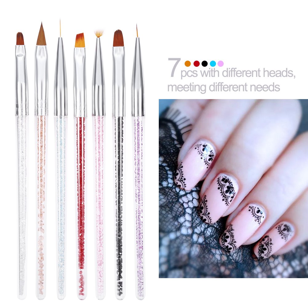 7Pcs Professional Nail Art Brush Set for Gel Polish - Liner, Carving & Flower Drawing Pens - Essential Nail Design Tools for Salon & Home Manicures - Perfect for Acrylic, Gel Extensions & Nail Art Designs