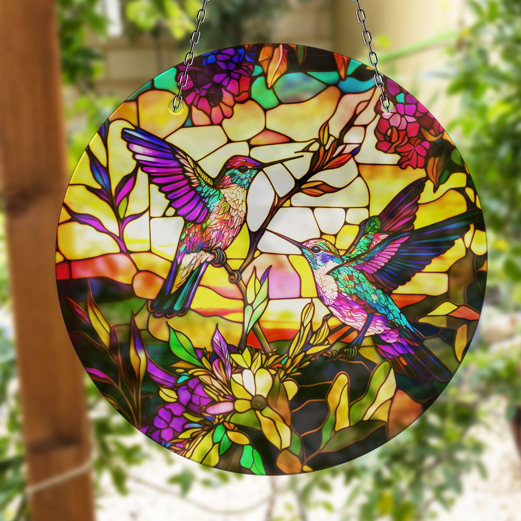 Vibrant Acrylic Hummingbird Suncatcher - Handmade Window Decor for Home, Garden & Office - Beautiful Light Catcher for Windows, Patio & Gifts