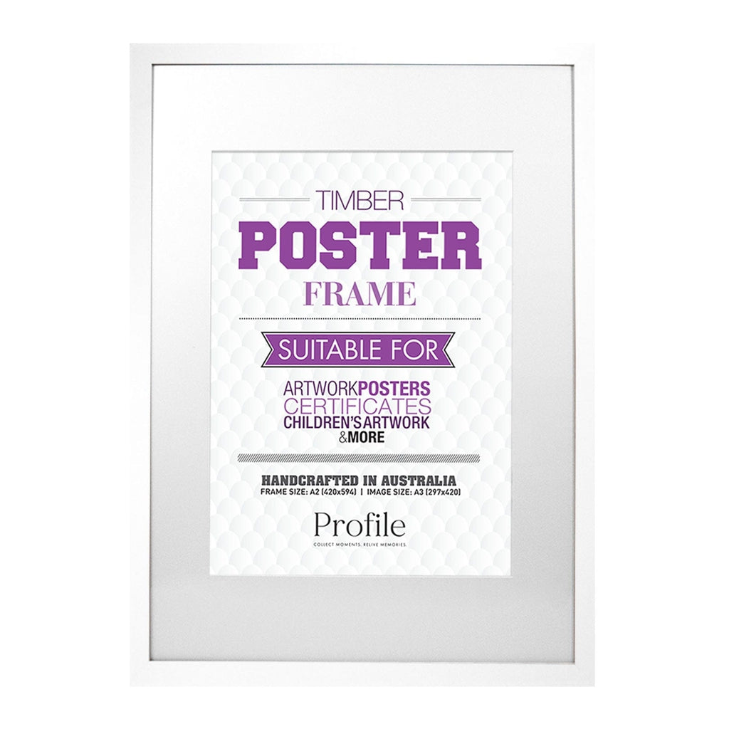 Premium White A2 Picture Frame - Perfect for A3 Photos, Artwork & Posters | Wall Decor, Home Office Display, Gallery Style Presentation