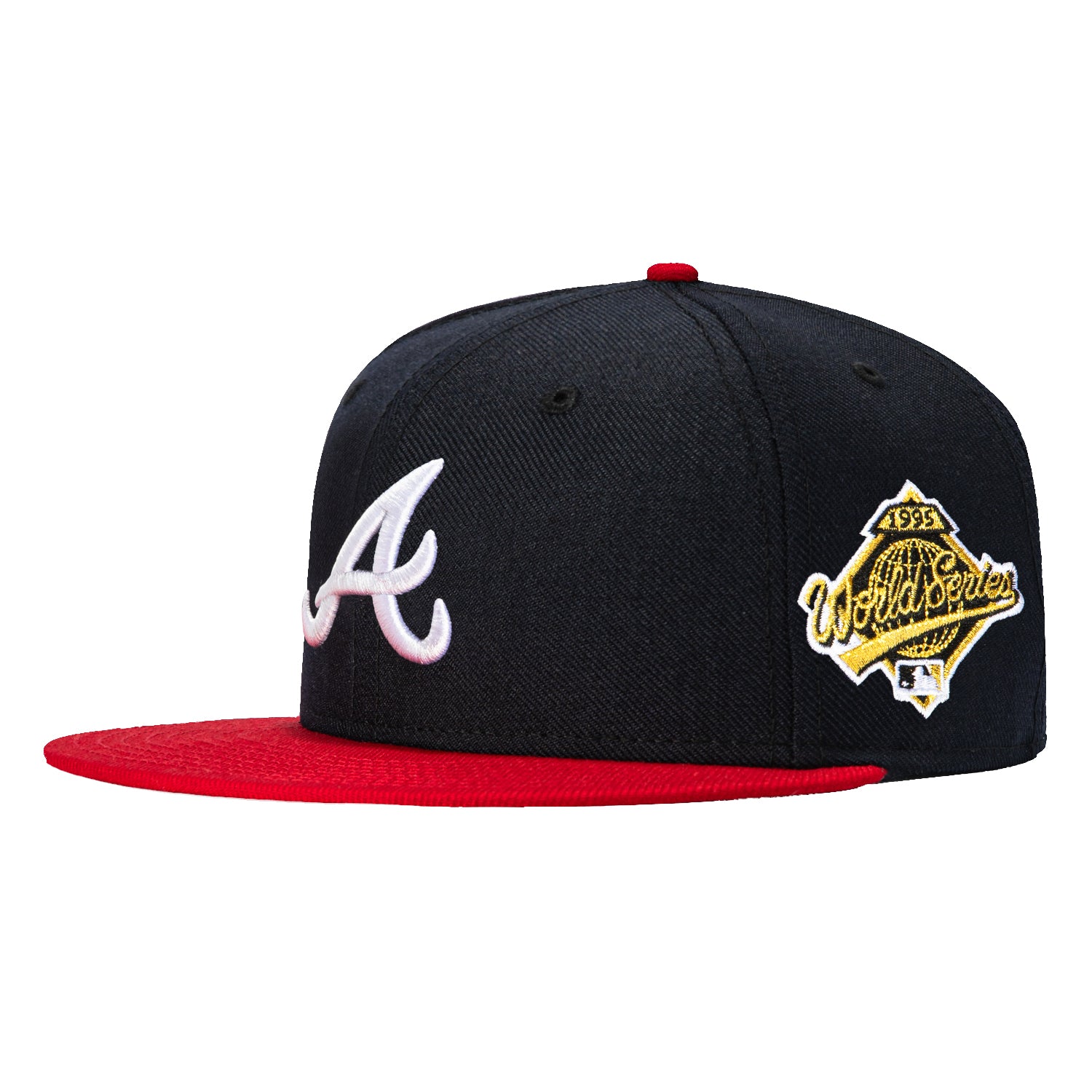 New Era 59Fifty Atlanta Braves 1995 World Series Patch Snapback Baseball Cap - Navy & Red MLB Officially Licensed Hat for Fans & Collectors | Perfect for Games, Tailgating & Braves Memorabilia Collection