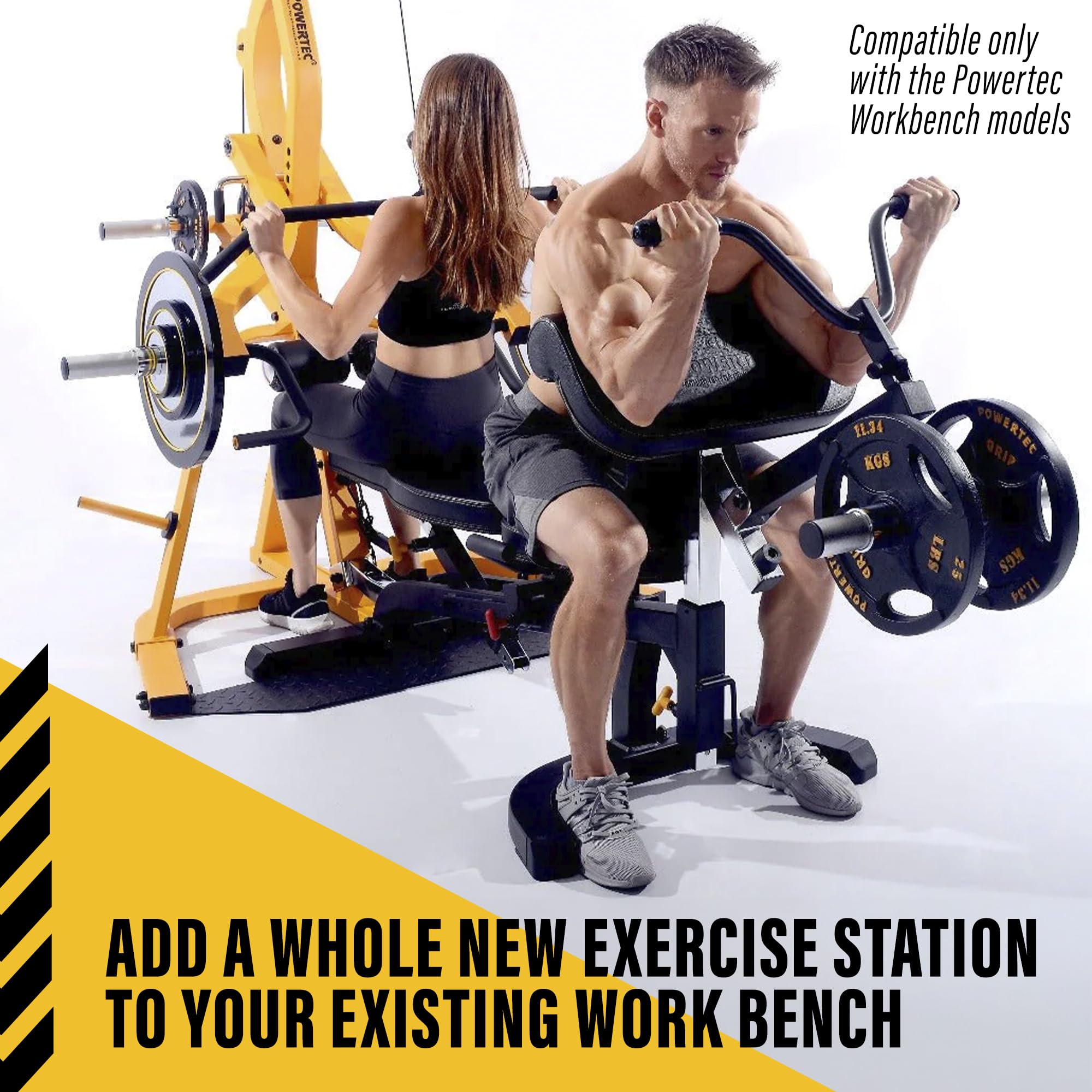 Powertec Fitness Workbench Curl Weight Machine Attachments - 200 lbs Capacity Bicep Curl Equipment for Powertec Workbenches - Premium Home Gym Accessories for Strength Training & Muscle Building