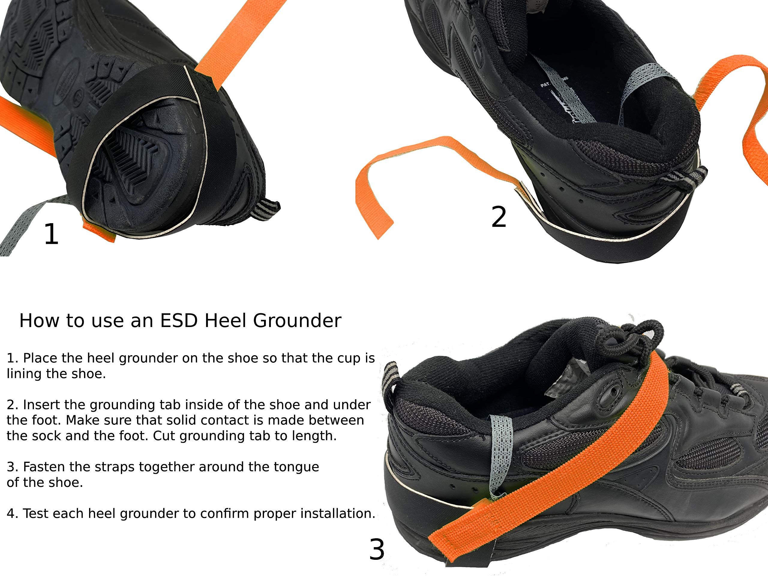ESD Adjustable Anti Static Heel Grounder Straps - One Size Fits All, 20-Pack (Orange) - Perfect for Grounding & Protecting Electronics from Electric Shock - Ideal for Electronics Assembly, Repair Labs & Cleanroom Environments