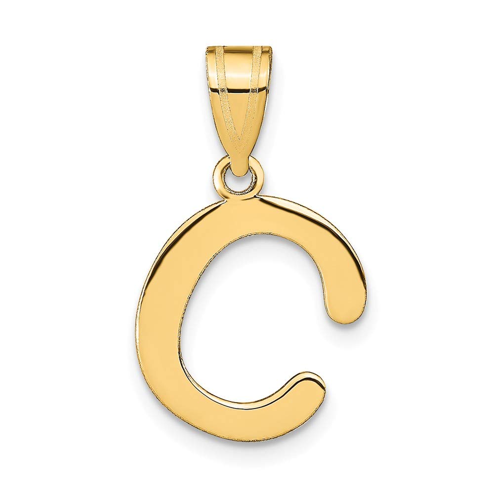 14K Yellow Gold Polished Bubble Letter C Initial Pendant Necklace for Women - Elegant Personalized Jewelry Gift for Birthday, Anniversary & Special Occasions