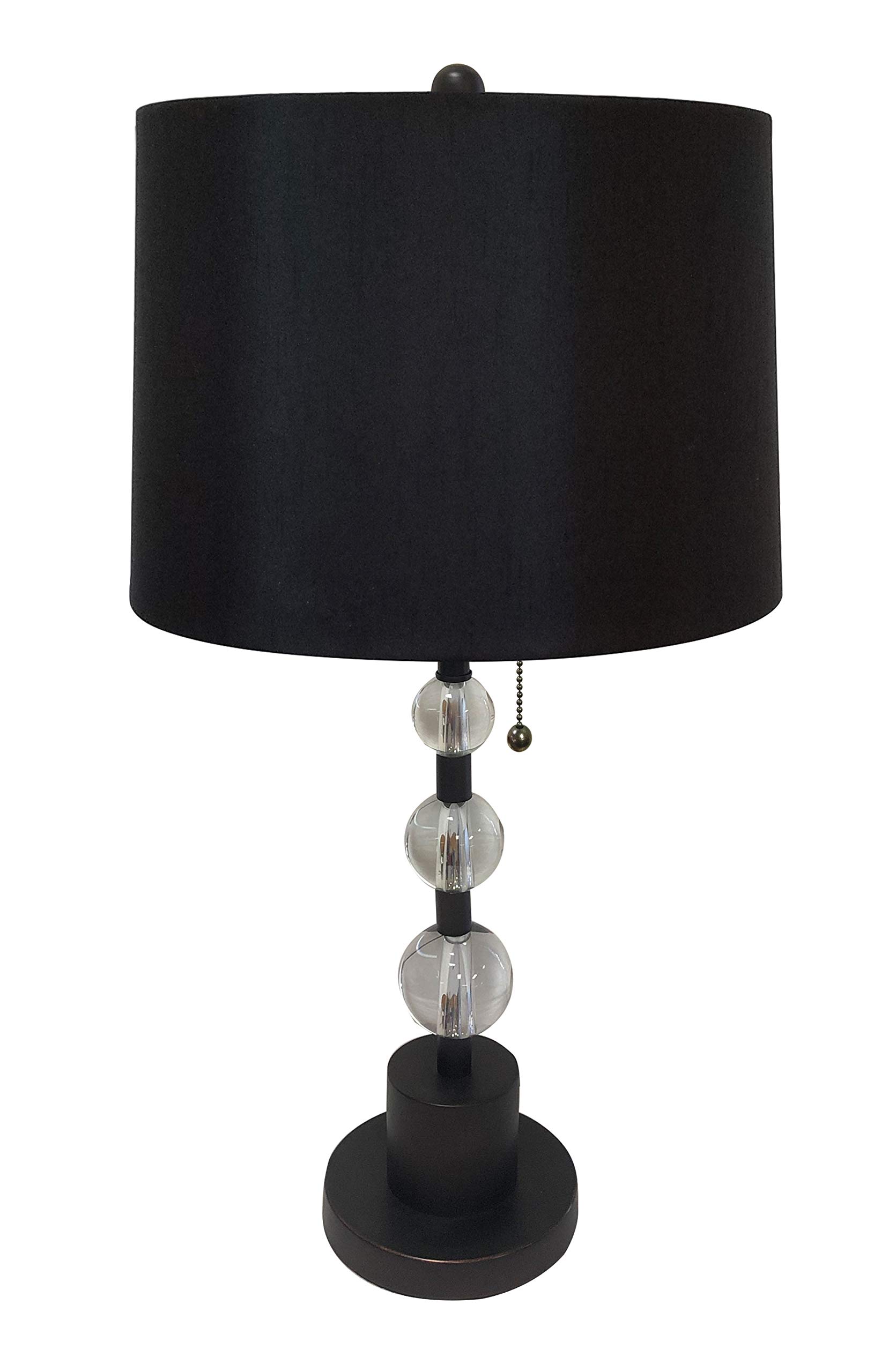 Royal Designs LBO-1005ORB-HB-610-14BLK-2 Oil Rubbed Bronze Lamp Base with Crystal Ball Accents & Black Drum Hardback Shade - Set of 2, Elegant Table Lamps for Living Room, Bedroom, or Office Decor