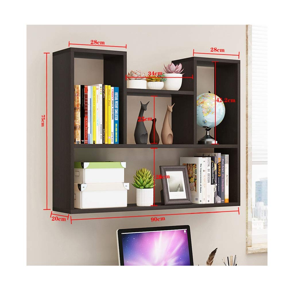 Black Walnut Wall Mounted Bookshelf - 60x90cm Durable Floating Shelf for Living Room, Bedroom & Office - Space Saving Storage Solution for Books, Decor & Essentials