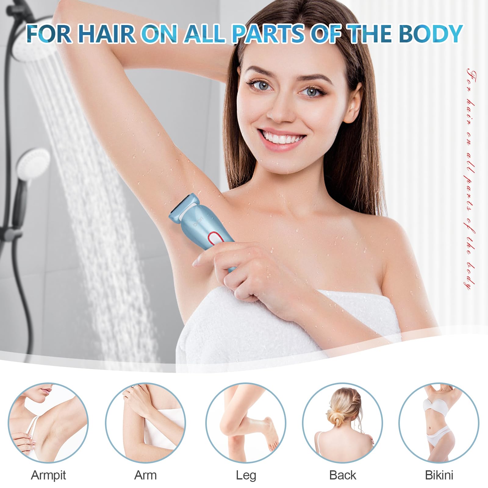 Best Rechargeable Electric Shaver for Women - Cordless Wet/Dry Bikini Trimmer with Detachable Head for Legs, Underarms & Pubic Hair - Perfect for Travel, Gym & Sensitive Skin Care