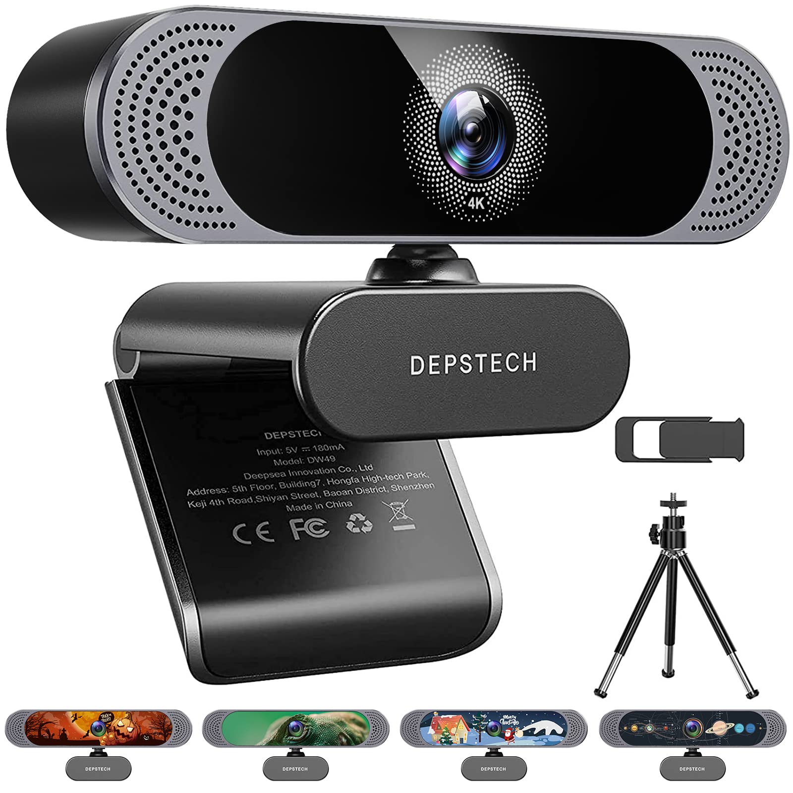 DEPSTECH DW49 4K Webcam with 8MP Sony Sensor, Autofocus & Built-in Mic - HD USB Computer Camera with Privacy Cover & Tripod for Pro Streaming, Online Teaching, Video Calls (Zoom/Skype) - Perfect for Home Office, Remote Work & Virtual Meetings