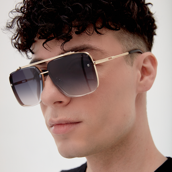 Bella Midnight Gold Oversized Square Aviator Sunglasses for Women - Trendy Retro Style, UV Protection - Perfect for Driving, Beach & Outdoor Activities