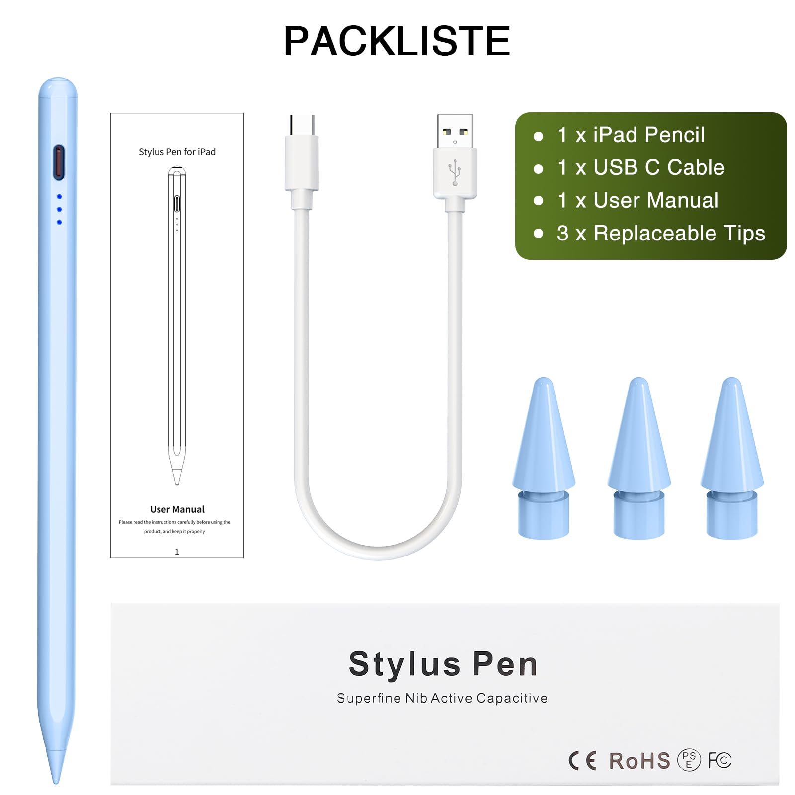 HATOKU 2nd Gen Stylus Pen for iPad (2018-2024) - 15 Min Fast Charge, Tilt & Palm Rejection - Compatible with iPad Air 3/4/5/M2, iPad Mini 5/6, iPad 6-10, iPad Pro 11